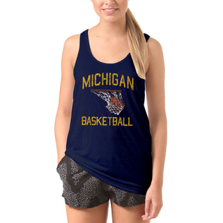 University of Michigan Wolverines Retro Faded Basketball Tank Top - Navy