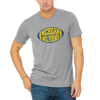 Michigan Faded Block Football Canvas Triblend T Shirt - Athletic Grey Triblend