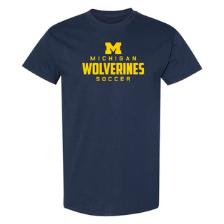 Michigan Wolverines Mascot Wordmark Soccer T Shirt - Navy