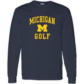 University of Michigan Wolverines Arch Logo Golf Long Sleeve - Navy