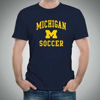 Arch Logo Soccer University of Michigan Basic Cotton Short Sleeve T Shirt - Navy