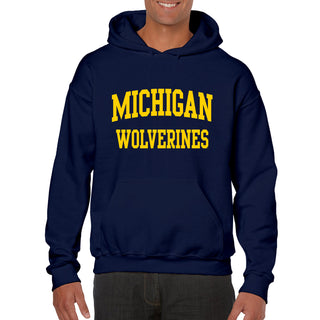 Front Back Print University of Michigan Heavy Blend Hoodie - Navy