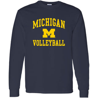 University of Michigan Wolverines Arch Logo Volleyball Long Sleeve - Navy