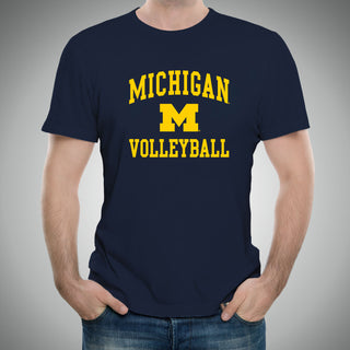 University of Michigan Wolverines Arch Logo Volleyball Short Sleeve T-Shirt - Navy