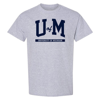 University of Michigan Wolverines Initial Arch T-Shirt - Sport Grey