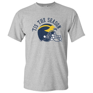 Tis The Season University of Michigan Basic Cotton Short Sleeve T Shirt - Sport Grey