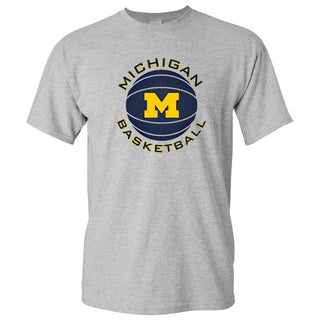 Michigan Basketball Circle Logo Basic Cotton Short Sleeve T Shirt - Sport Grey