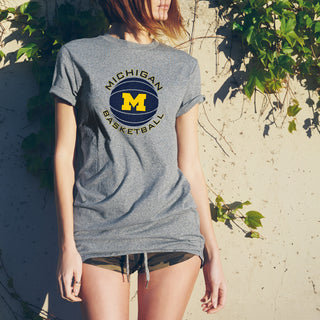 Michigan Basketball Circle Logo Basic Cotton Short Sleeve T Shirt - Sport Grey