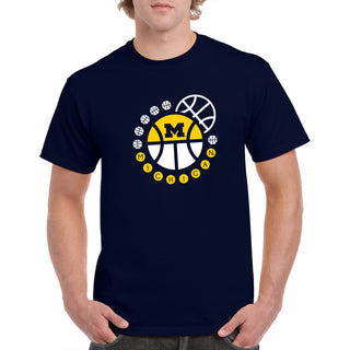 Basketball Orbit University of Michigan Basic Cotton Short Sleeve T Shirt - Navy