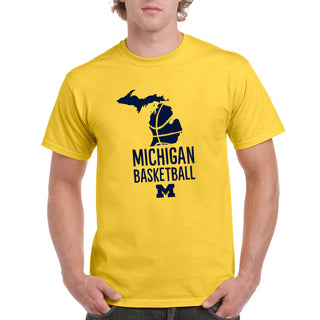 Basketball Brush State University of Michigan Basic Cotton Short Sleeve T Shirt - Maize