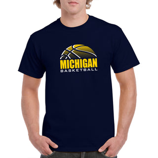 Basketball Shadow University of Michigan Basic Cotton Short Sleeve T Shirt - Navy