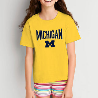 Michigan Wolverines Statement Block Youth T-Shirt - Daisy