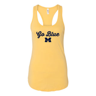 University of Michigan Wolverines Spirited Script Women's Racerback Tank - Banana Cream