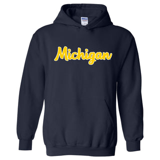 University of Michigan Wolverines Basic Script Heavy Blend Hoodie - Navy