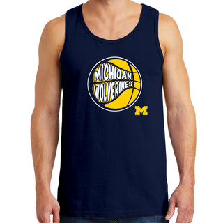 University of Michigan Wolverines Street Basketball Heavy Cotton Tank Top - Navy