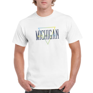 University of Michigan Wolverines Gradient Triangle Basic Cotton Short Sleeve T Shirt - White