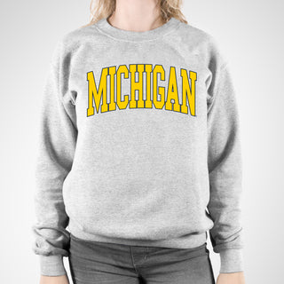 Michigan Wolverines Mega Arch Crewneck Sweatshirt - Sport Grey