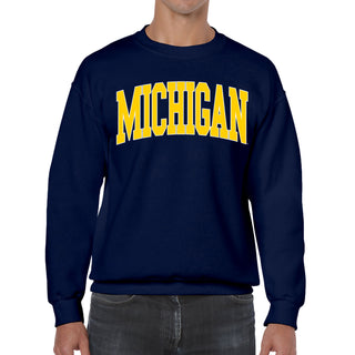 Michigan Wolverines Mega Arch Crewneck Sweatshirt - Navy