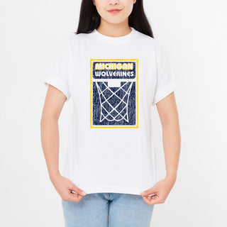 Michigan Wolverines Basketball Net Block T Shirt - White