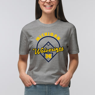 Michigan Wolverines Baseball Field T Shirt - Sport Grey