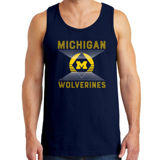 Michigan Wolverines Vaporwave Grid Tank Top - Navy