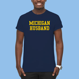 Michigan Wolverines Basic Block Husband T Shirt - Navy