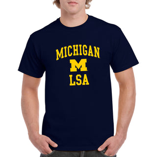 Arch Logo LSA University of Michigan Basic Cotton Short Sleeve T-Shirt - Navy