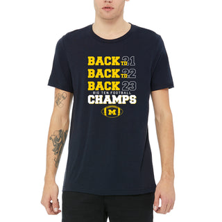 Michigan B2B2B Champs 23 Bold Stack Triblend T-Shirt - Solid Navy