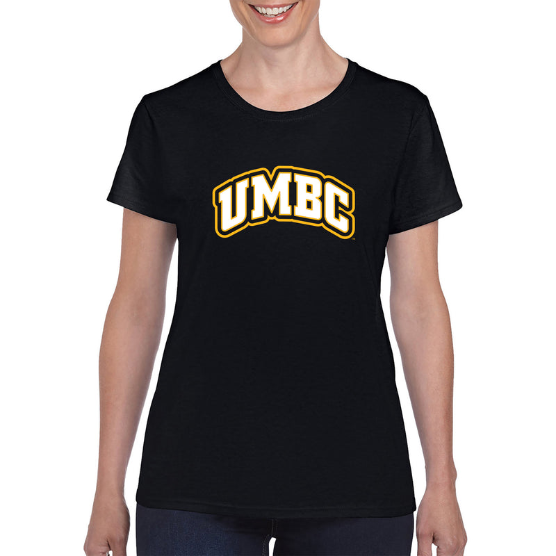 University of Maryland Baltimore County Retrievers Basic Block Womens Short Sleeve T Shirt - Black