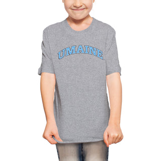 Maine Black Bears Arch Logo Youth T Shirt - Sport Grey