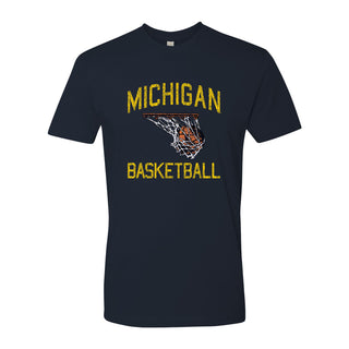 Michigan Retro Faded Basketball NLA T Shirt - Midnight Navy