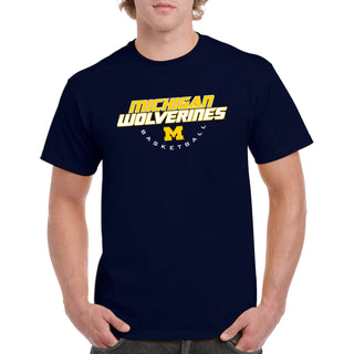 Basketball Tech University of Michigan Basic Cotton Short Sleeve T Shirt - Navy