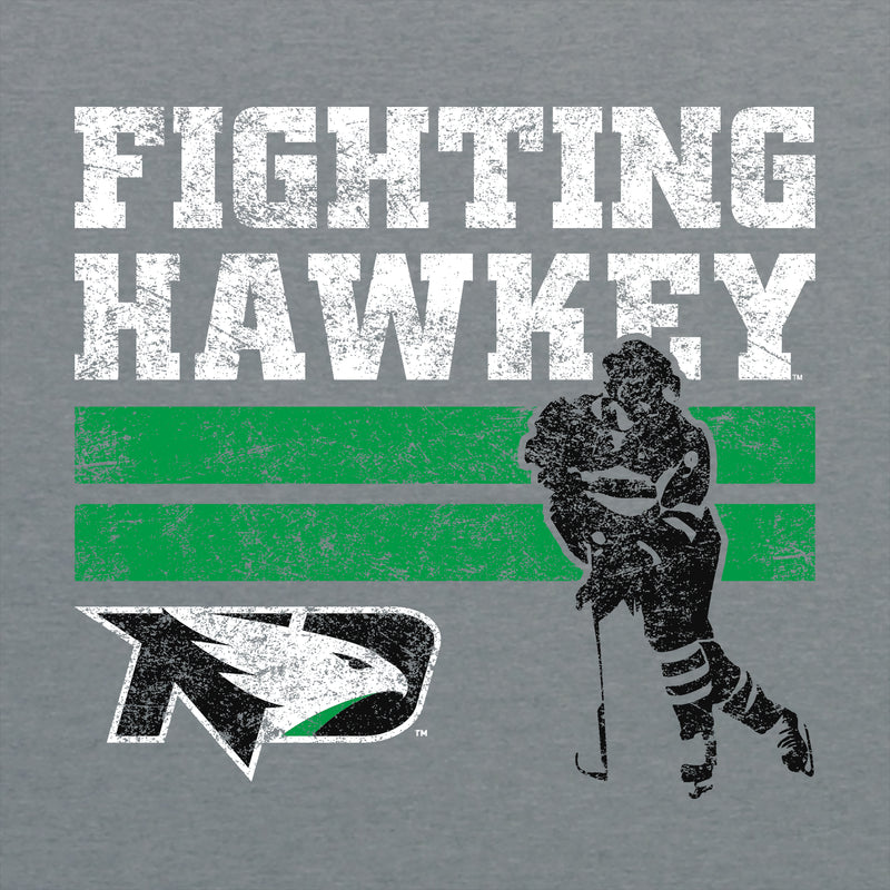 University of North Dakota Fighting Hawks Retro Hockey Short Sleeve T Shirt - Graphite Heather