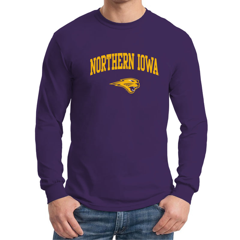 University of Northern Iowa Panthers Arch Logo Long Sleeve T Shirt - Purple