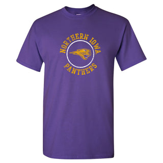 University of Northern Iowa Panthers Distressed Circle Logo Short Sleeve T Shirt - Purple