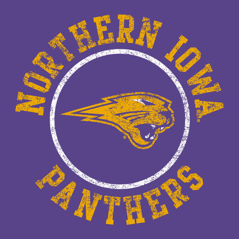 University of Northern Iowa Panthers Distressed Circle Logo Youth T Shirt - Purple