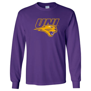 University of Northern Iowa Panthers Primary Logo Long Sleeve T Shirt - Purple