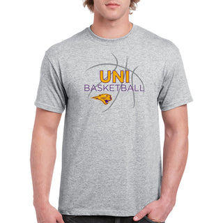 University of Northern Iowa Panthers Basketball Sketch Basic Cotton Short Sleeve T Shirt - Sport Grey