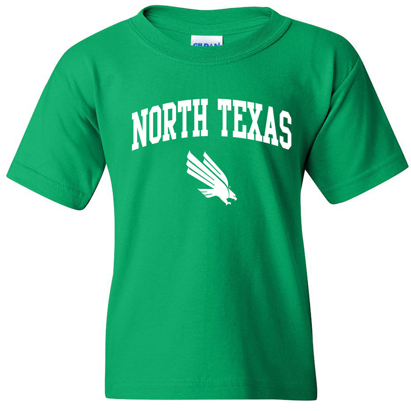 University of North Texas Mean Green Arch Logo Cotton Youth T-Shirt - Irish Green