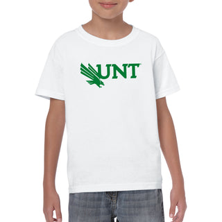 University of North Texas Mean Green Primary Logo Cotton Youth T-Shirt - White