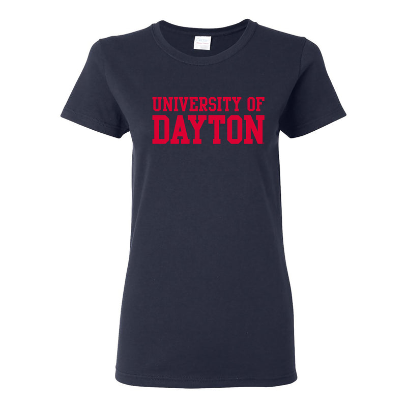 University of Dayton Flyers Basic Block Women's Short Sleeve T Shirt - Navy