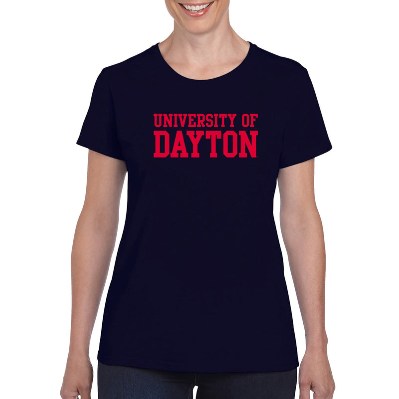 University of Dayton Flyers Basic Block Women's Short Sleeve T Shirt - Navy