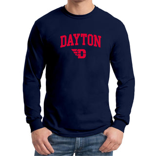 University of Dayton Flyers Arch Logo Long Sleeve T Shirt - Navy