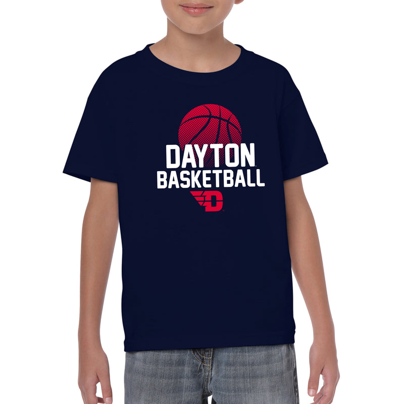 University of Dayton Flyers Basketball Flux Cotton Youth Short Sleeve T Shirt - Navy