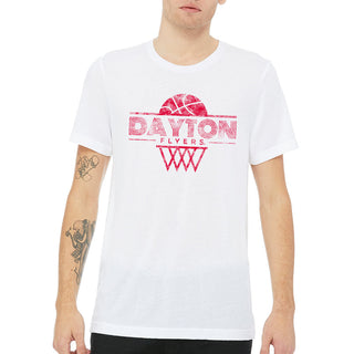 University of Dayton Flyers Oblique Hoop Canvas Triblend Short Sleeve T-Shirt - Solid White