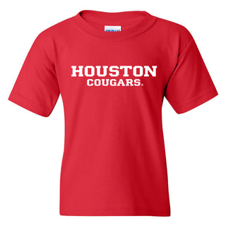 University of Houston Cougars Basic Block Youth Short Sleeve T Shirt - Red