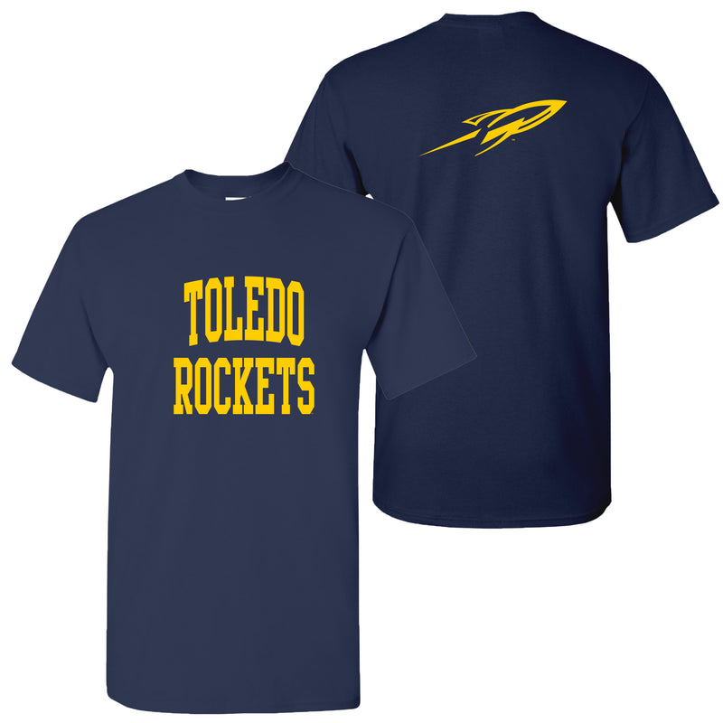 University of Toledo Rockets Front Back Print Short Sleeve T Shirt - Navy