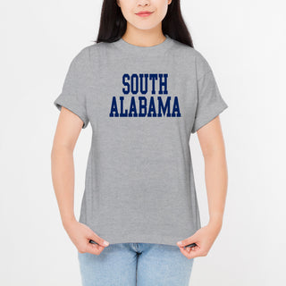 South Alabama Jaguars Basic Block T Shirt - Sport Grey