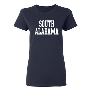 South Alabama Jaguars Basic Block Womens T Shirt - Navy