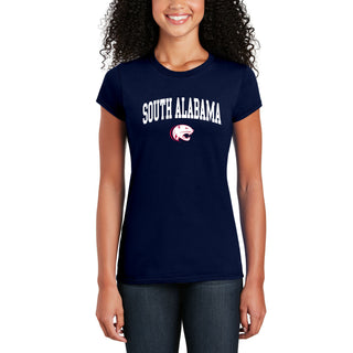 South Alabama Jaguars Arch Logo Womens T Shirt - Navy